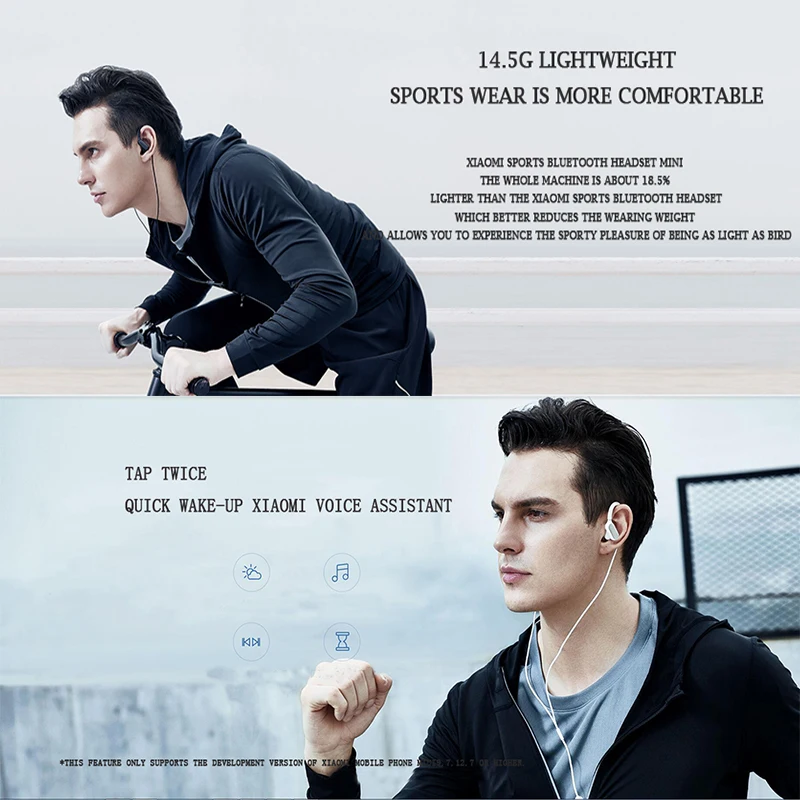 Original Xiaomi Mi Sports Headset Mini Bluetooth 4.1 Wireless  With Microphone Mic Waterproof Earphone For Smart Phone Ear Hook