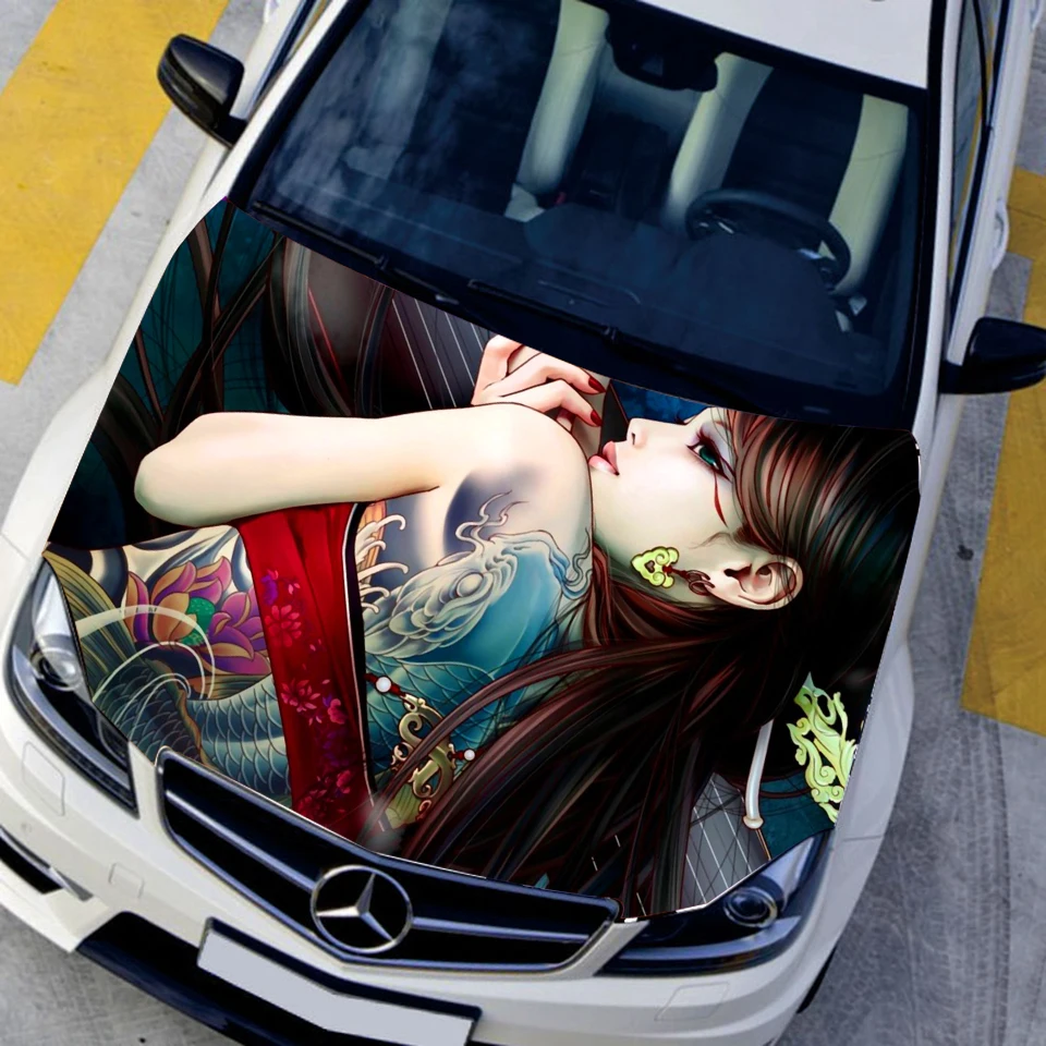 Auto Vinyl Funny Car Stickers Animation Game Tattoo Sexy Girls Car Hood Sticker HD Waterproof Printing Sticker Car Roof Stickers