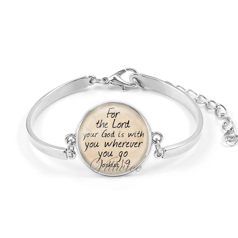 VILLWICE Fashion Bible Verse Bracelet Glass Dome Charms Bracelets Scripture Quote Jewelry For Christian Gifts