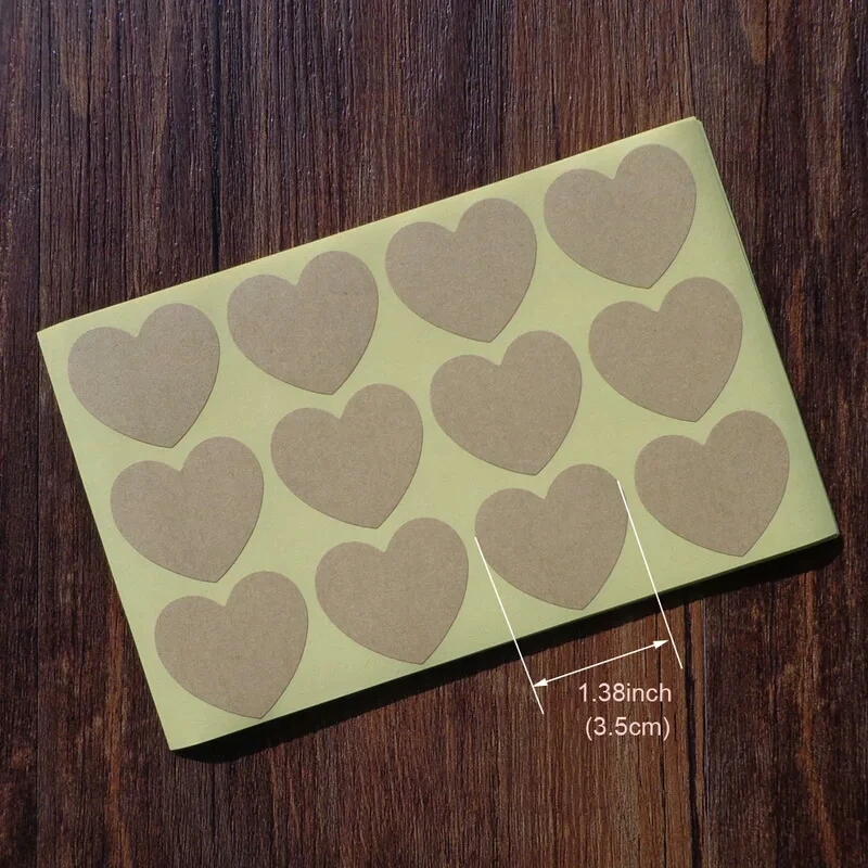 100pcs plain heart shape Paper Label Sticker DIY Gift Sticker Seal Stickers For Handmade