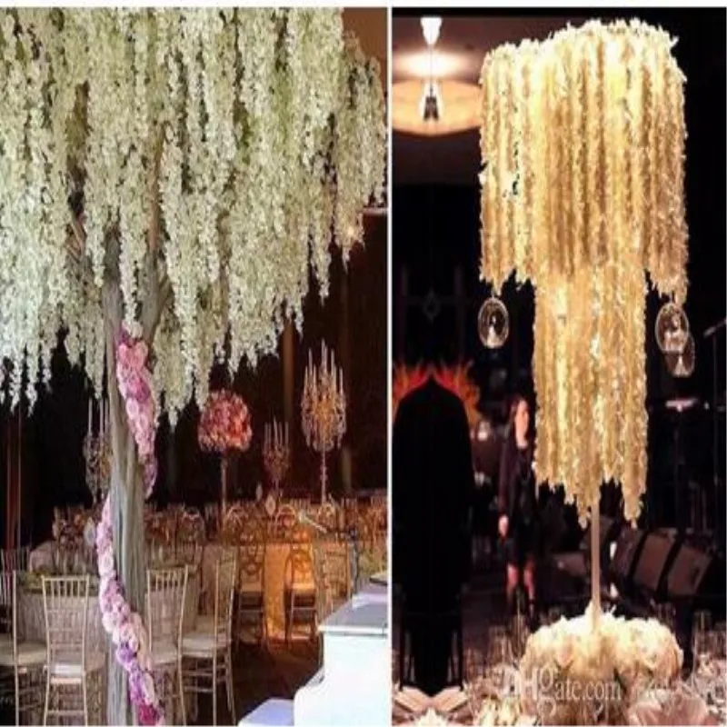 

Elegant 1 m each string White Wedding Supplies Orchids Flower Vine Fashion Wisteria Garland for Party Garden Decoration