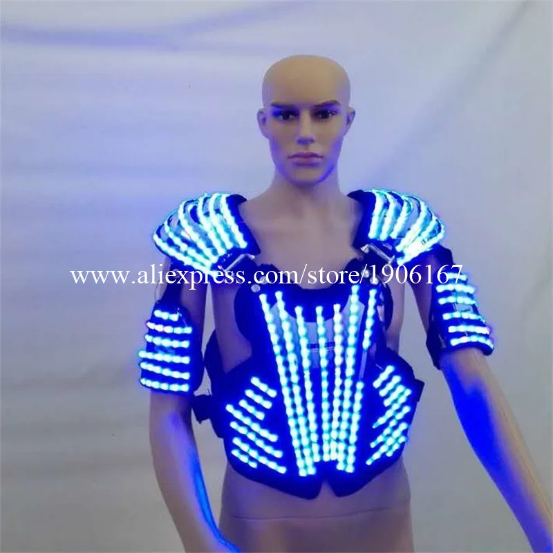 Wecool hot sale dj blue color LED armor costumes for stage dance wear performance Christmas Halloween