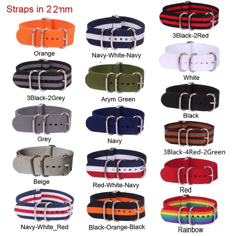 (Buy 2pcs will get 10% off ) 16/18/20/22/24mm Cambo Stripe Woven Ring Buckle Watchband Watch Straps Wristwatch Band watches