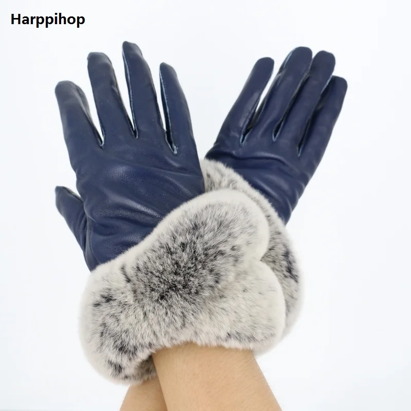 

Women Winter Gloves Touch Screen Gloves genuin leather Female gloves Waterproof real Rabbit Fur mujer gants guantes tactil luvas