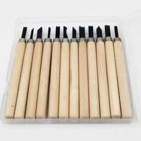 12pcs Carving Tools DIY Clay Pottery Tools for Wood Carving Chisels hobby Knife Sculpture Wooden Handle Set