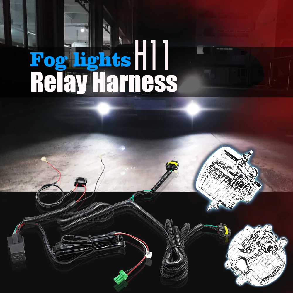 Cawanerl Car Fog Light Wiring Harness H11 Socket Wire + Switch with LED indicators AT Relay 40A For Ford Renault Citroen Peugeot