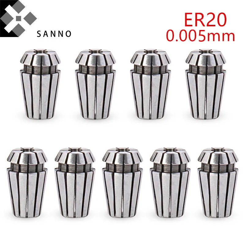 2PCS  ER20 CNC Collet high precision 0.005mm ER20-3 / ER20-11 spring collet for CNC tools holder chuck