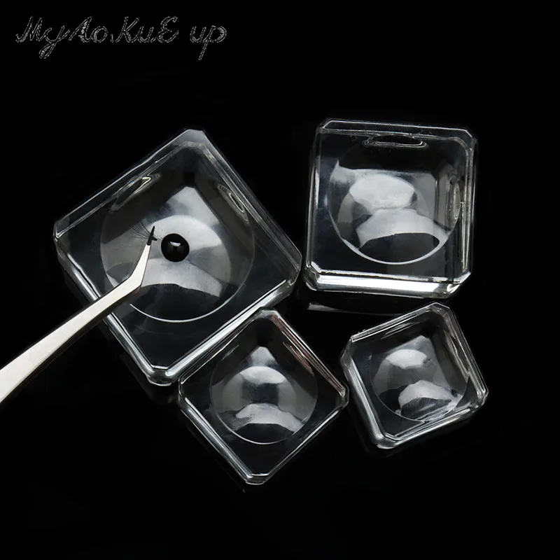 Square Crystal Glass Gasket False Eyelash Stand Glue Pad Glue Holder Eyelashes Adhesive Pallet Paste Glue Pad Makeup Tool