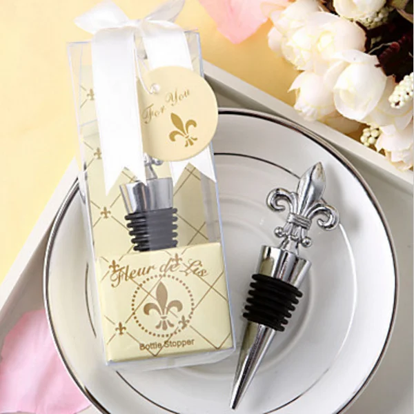 

DHL Freeshipping 200pcs Chrome Fleur de Lis Wine Bottle Stopper wedding favors guest gifts