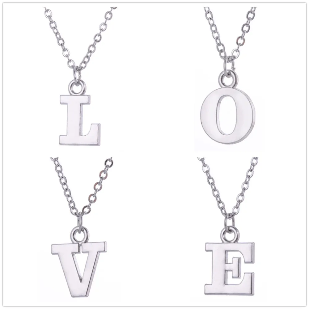 Skyrim Fashion A-Z Letters Initial Necklaces Alphabet Pendants Sweater Link Chain Necklace for Men Women Jewelry Gift