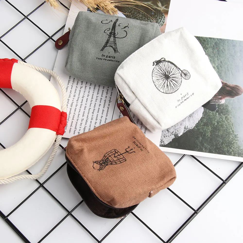 Small Coin Purse Case Pouch Holder Mini Gift Fashion Zero Purse Retro Classic Canvas Coin Bag Purse For Women Girl Zip Wallet