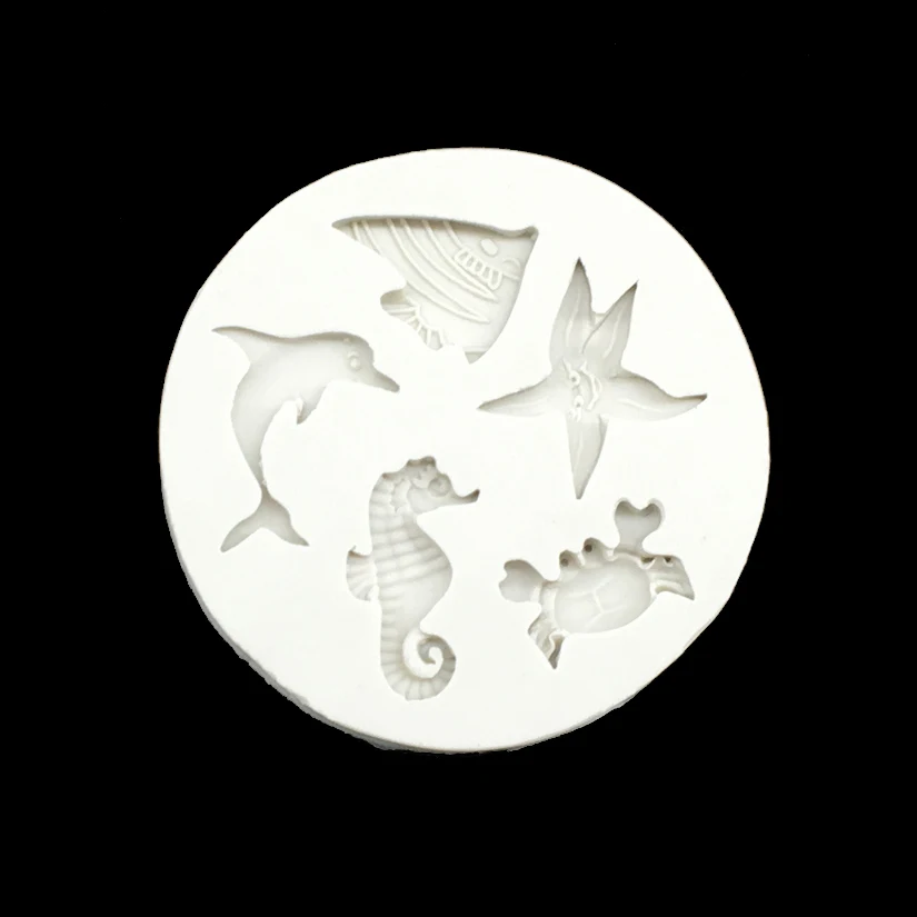 Starfish Seahorse Dolphin Crab Silicone Sugarcraft Mold Fondant Cake Decorating Tools, Silicone Soap Moulds