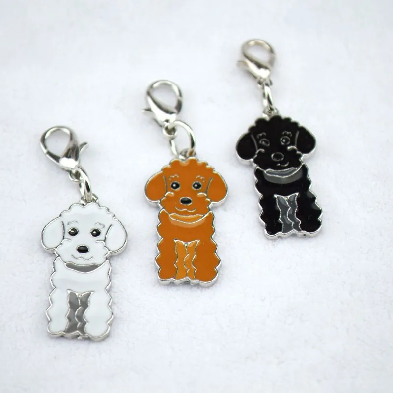 2PCS/LOT Poodle Pet pendant Stainless steel pet dog tag dogs Necklace pendant Husky Teddy chihuahua keyring jewelry bag 2019