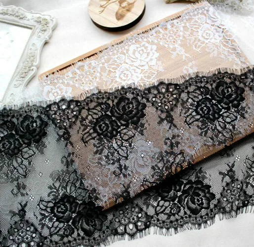 6M Chantilly Lace Trim French Gorgeous Eyelash Double Edge Lace Trim Embroidery for women dress clothing DIY