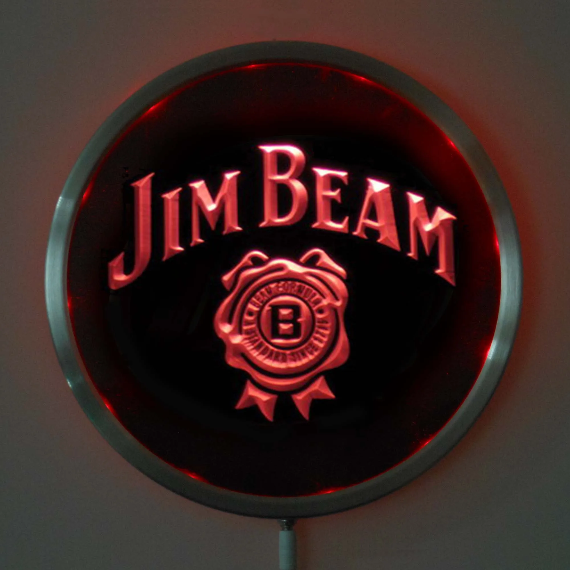 

rs-a0049 Jim Beam Beer LED Neon Round Signs 25cm/ 10 Inch - Bar Sign with RGB Multi-Color Remote Wireless Control Function