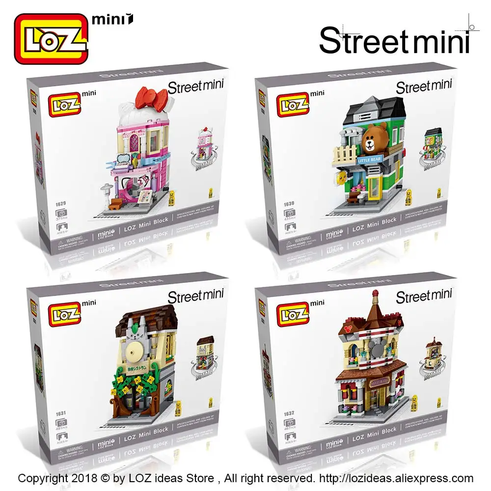 LOZ Mini Block Mini Street City 3d Building Blocks House Cartoon Shop Model DIY Assembly Toys for Children Educational Anime Fun