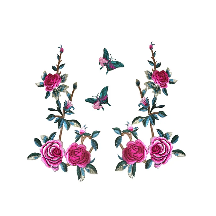 New Orchid Peony Rose patch vintage embroidered applique fashion clothing decoration sew on patch accessories Motif patch