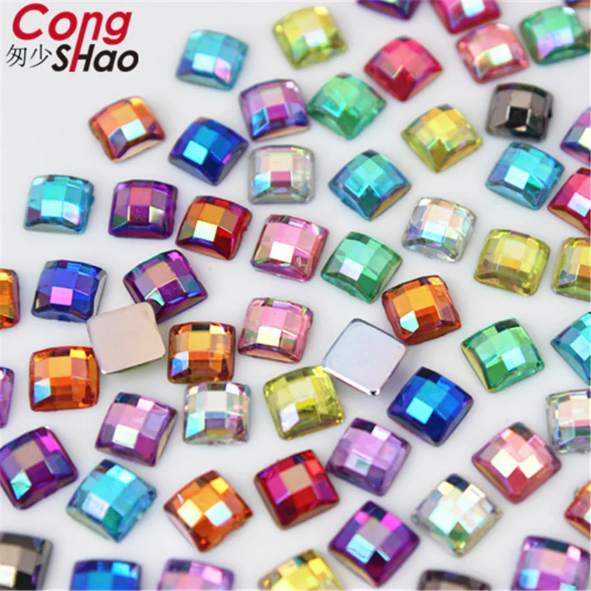 100pcs 5mm 3D Nail Art Square Stones Flatback Crystals Acrylic AB Rhinestone Trim Phone DIY Not Hotfix Face Decoration WC468