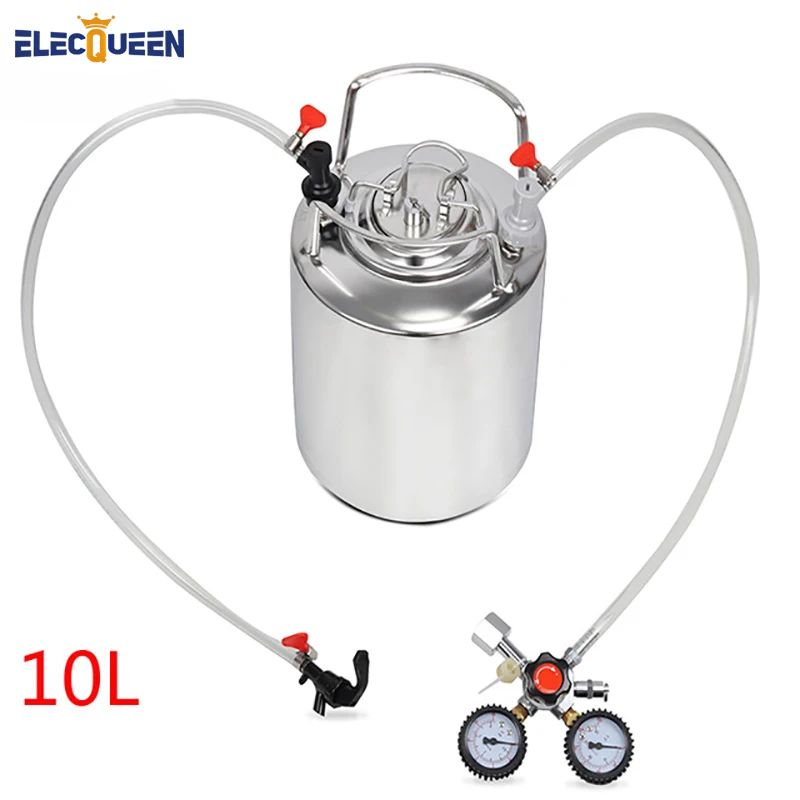 

2.5 gallon 10L Cornelius style stainless steel Beer Keg & Faucet Tubing Kit & Co2 Regulator Dual Gauge