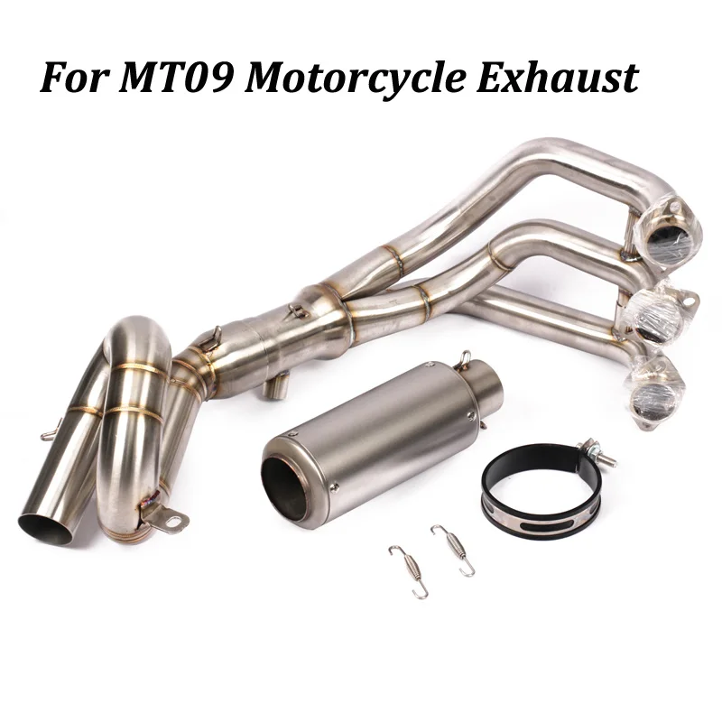 For Yamaha MT09 Motorcycle Exhaust Modified With Front Middle Stainless Steel Link Pipe Moto Escape Tail Pipe Slip on