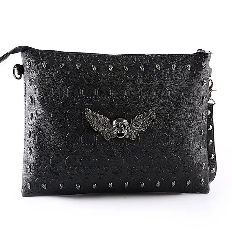 Imagem -06 - Últimas Novidades Ghost Head Pacote de Mão Homens Moda Sequins Envelope Bolsa Personalidade Embreagem Bolsa pu Embossing Top Quality Shoulder Bags