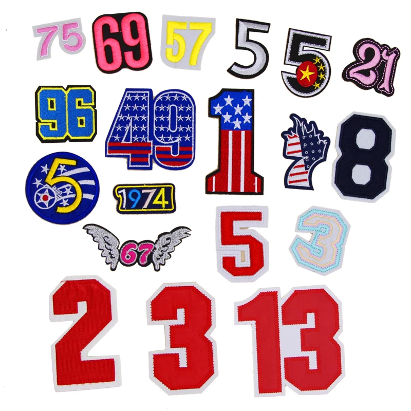 1 pcs Math Numbers embroidered iron on patches badges cloth accessories popular clothing bag hat Patches Appliques