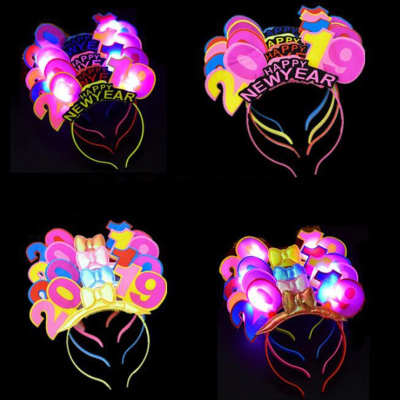 LED Headband Light 2019 Flash Luminous Headdress Light Up Toys Head Accessories New Year Christmas Products Party