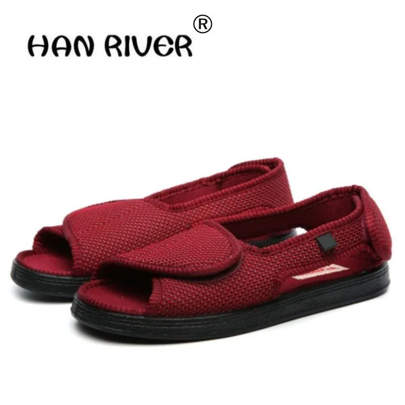 spring autumn Professional diabetes health care shoes middle-aged elderly foot swollen shoes Front Opening Breathable Flat Shoes