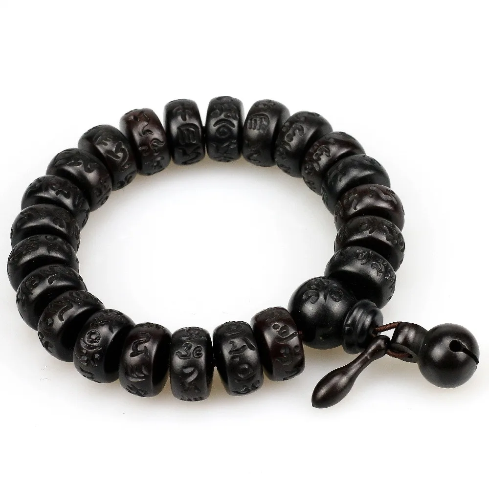 Natural Wood Tibetan Buddhist Male Bracelet Lightning Stroke Jujube Beads Meditation Men Mantra Bracelet Women Yoga Jewelry