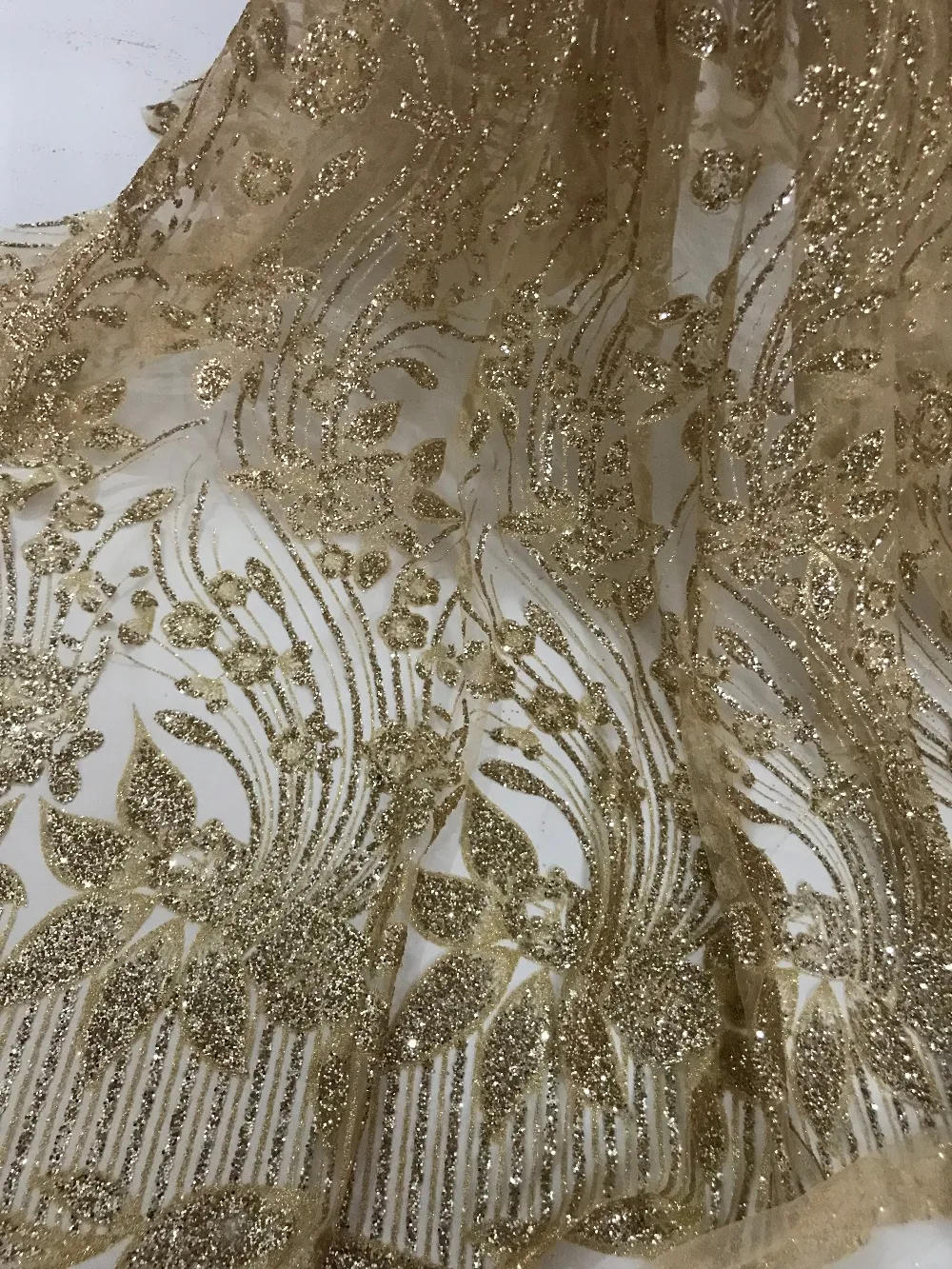 

Hot Sale African Net Lace Fabric with glued glitter SYJ-62510 newest Embroidery Tulle French Lace Nigerian Lace