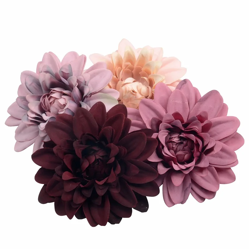 10PCS 10cm Artificial Dali Chrysanthemum Silk Flower Head For Home Wedding Party Decoration Scrapbooking DIY Fake Flowers Wall