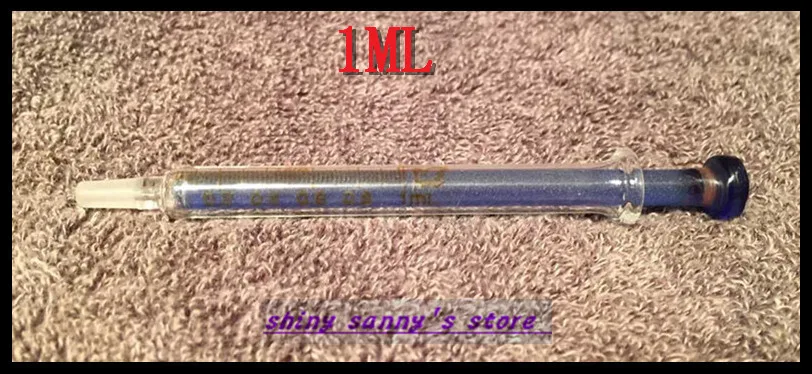 1Pcs 1ml Glass Syringe Injector Glass Sampler Lab Glassware Blue Brand New