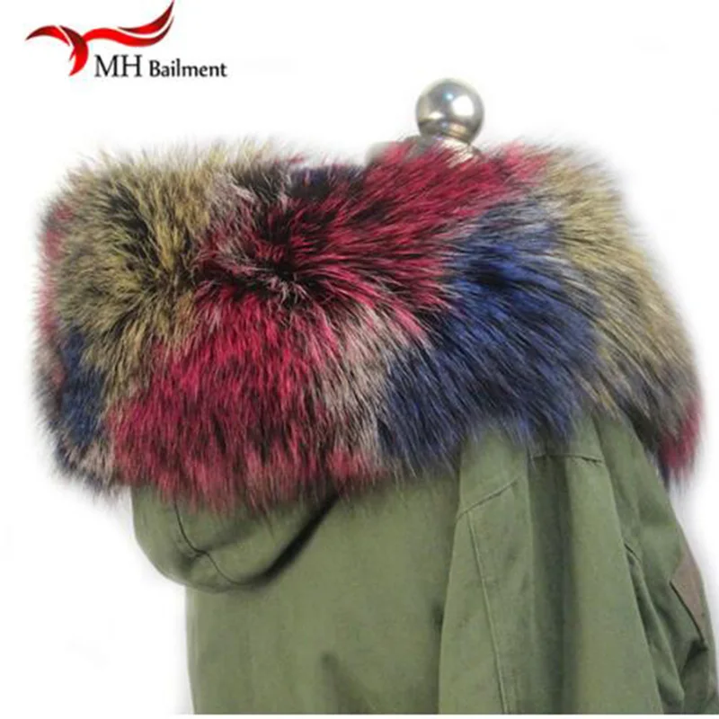 100% Real Raccoon Fur Scarf Coat Collar Ladies Winter Luxury Authentic Raccoon Warm Neck Shawl Coat Collar Furry Shawl Women