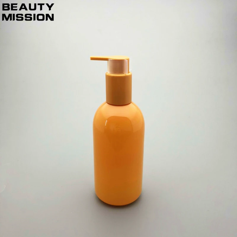 BEAUTY MISSION 20pcs/lot Orange 300ML Empty Soap Shampoo Lotion  Plastic Pressed Pump Bottle Shower Gel Refillable Container