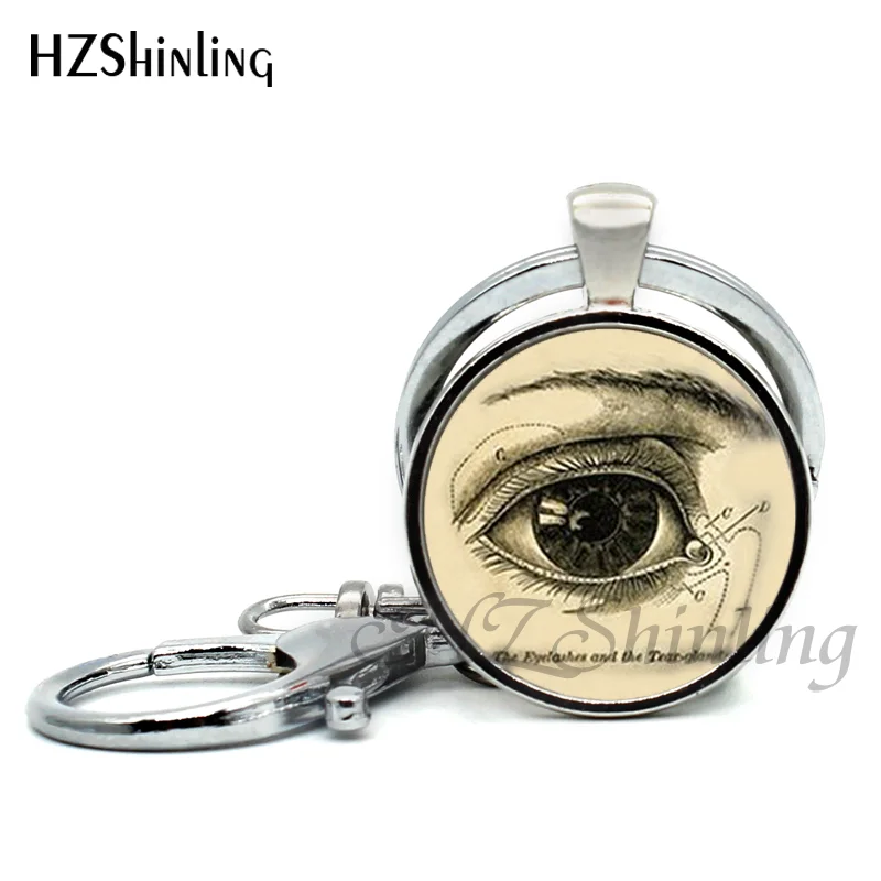 2017 New Steampunk Anatomy Keychain Round Evil Eye Keyring Brain Anatomy Science Medical Punk Key Chains