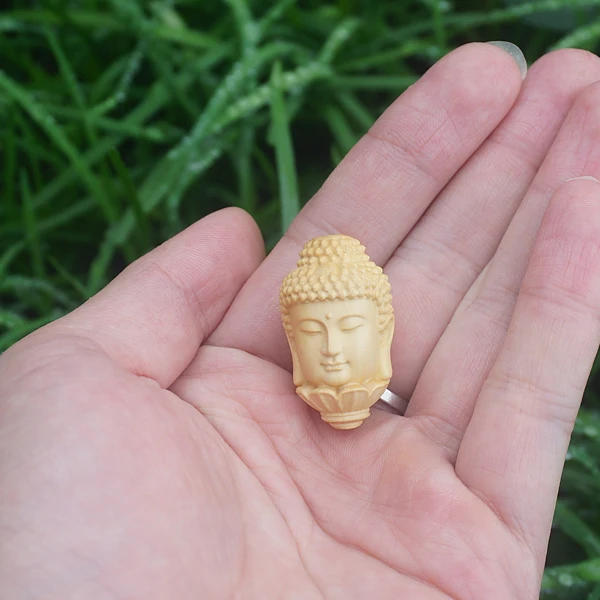 Natural Boxwood Beads Carved Boddha Lotus Yellow Pendant Tiny Charms Mala Japa Beads Bracelet Jewellry Findings DIY Accessories