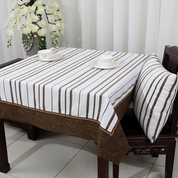 Striped Patchwork Table Cloth Cotton Linen Dining Table Protective Pads High End Tea Table Cloth Fashion Simple Table Cover