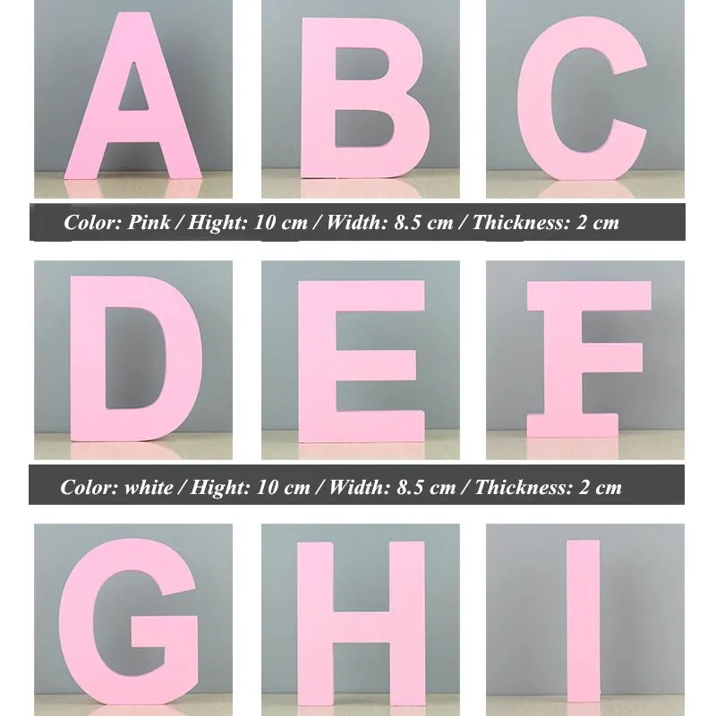 Wooden 26 English Letters A To Z Figures Birthday Propose Party Ornament White Pink Alphabet Large Size Letters Room Decoration