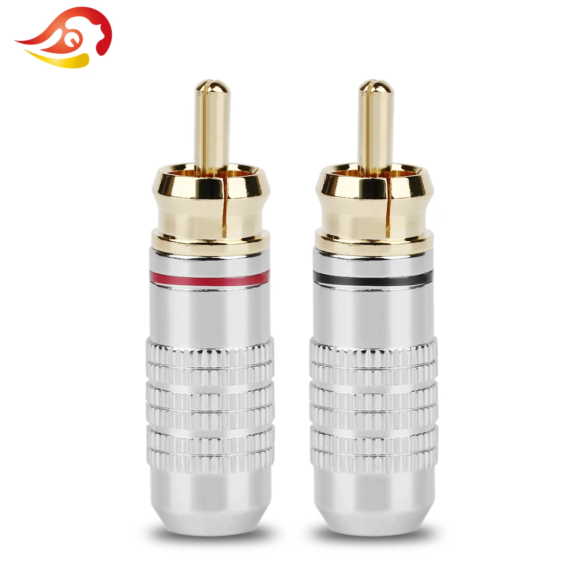 QYFANG Speaker RCA Plug Solder Line Connector Gold Plated Copper RCA Audio Jack Male Amplifier Metal Shell 6mm Wire Hole Adapter