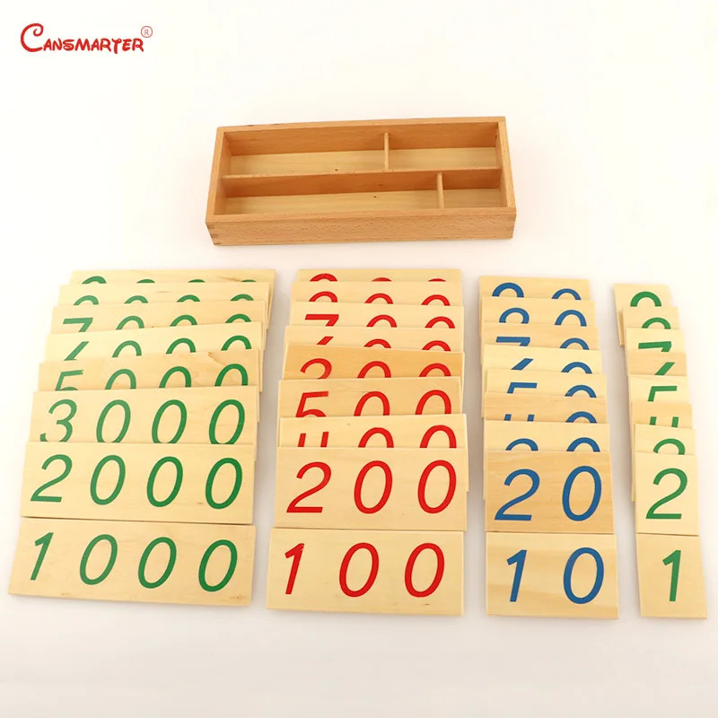 Montessori Teaching Toys 1-9000 Wooden Cards With Box Kids Children House Educational Materials Toy Beech Wooden