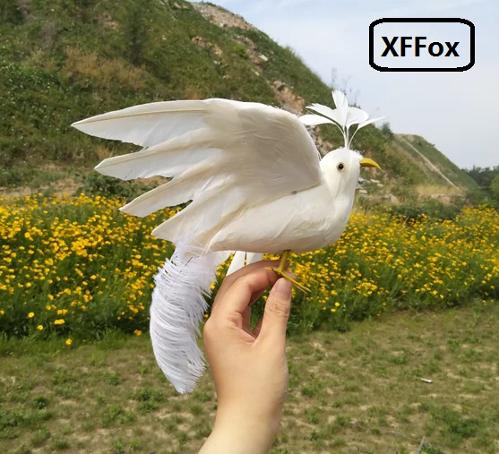 white real life Phoenix bird model foam&feather simulation long tail bird gift about 20x28cm xf0896