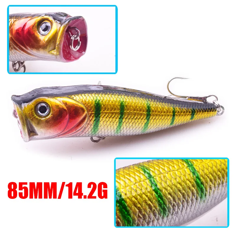 1 Pc Topwater Popper Fishing Lure 8.5cm 14.2g Swimbait Wobblers Artificial Hard Bait Crankbait Isca Bass Pesca Fishing Tackle