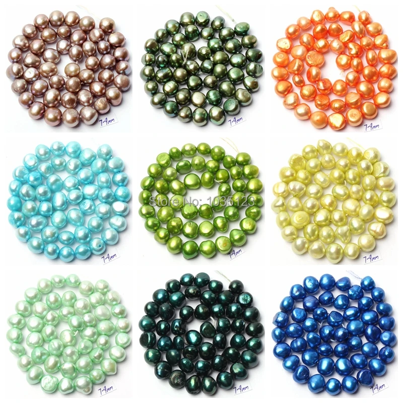 7-9mm 25 Color Natural Freshwater Pearl Irregular Shape DIY Loose Beads Strand 14\