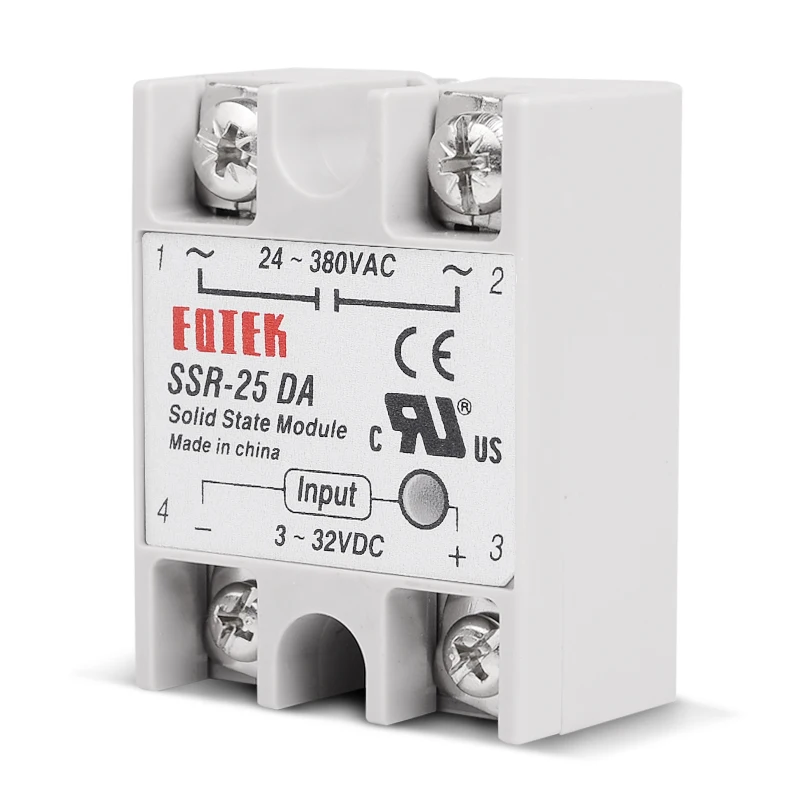 Solid State Relay DC-AC 10A 25A 40A Voltage 12V 3-32V DC TO 220V 24-380V AC Load Single Phase SSR for Temperature Controller