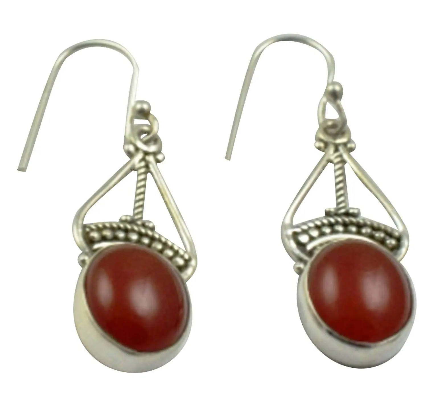 Lovegem Genuine Carnelian EARRINGS 925 Sterling Silver, 40.3mm, AE2115