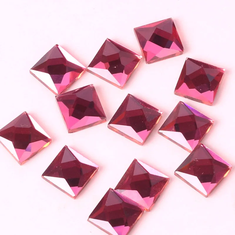 300pcs Shiny Square Glass Crystal  Sticking  Crystal DIY Jewelry Finding 6*6mm,8*8mm,10*10mm