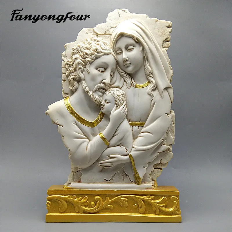 Catholic Holy Family Three Silicone Mould Fondant Mould Resin Gypsum Chocolate Candle Candy Mould Free Shipping