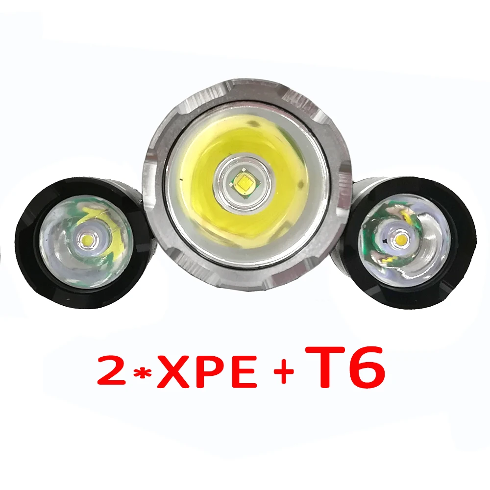 T6 +2 x XPE LED Headlamp 3 LED Headlight 4 Mode Head Lamp Light Rechargeable Flashlight Torch Lantern +18650 Battery + Charger