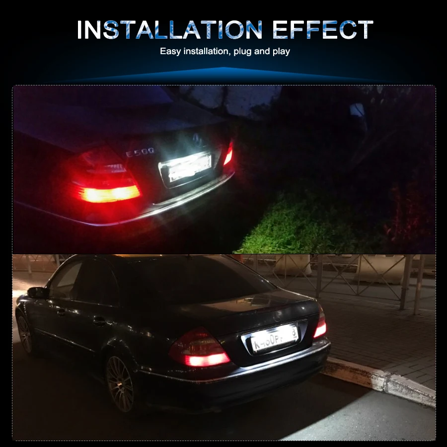 2Pcs CanBus Error Free License Plate LED Light For Mercedes-Benz W203 5D 4D Door Number lamp white 12V