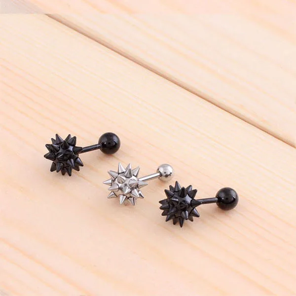 Zwart Zilver Kleur Roestvrij Staal Dame Heren Punk Spike Klinknagel Schroef Bal Oorbellen Stud 2 stuks